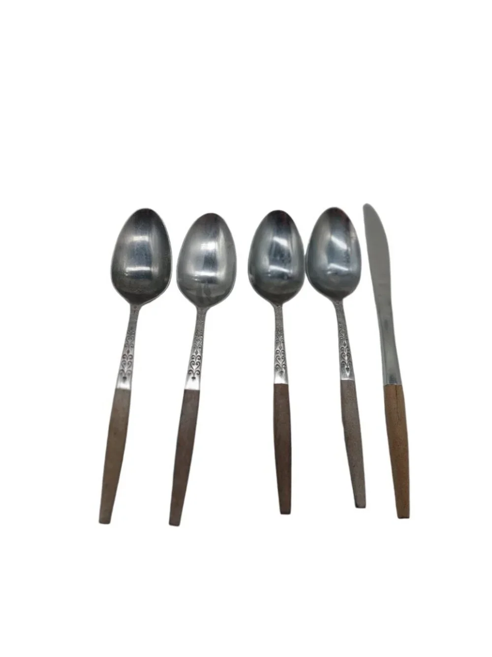 Interfur Canoe Muffin 4 Large Spoons 1 Knife Stainless Steel Japan Lot of 5